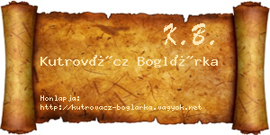 Kutrovácz Boglárka névjegykártya